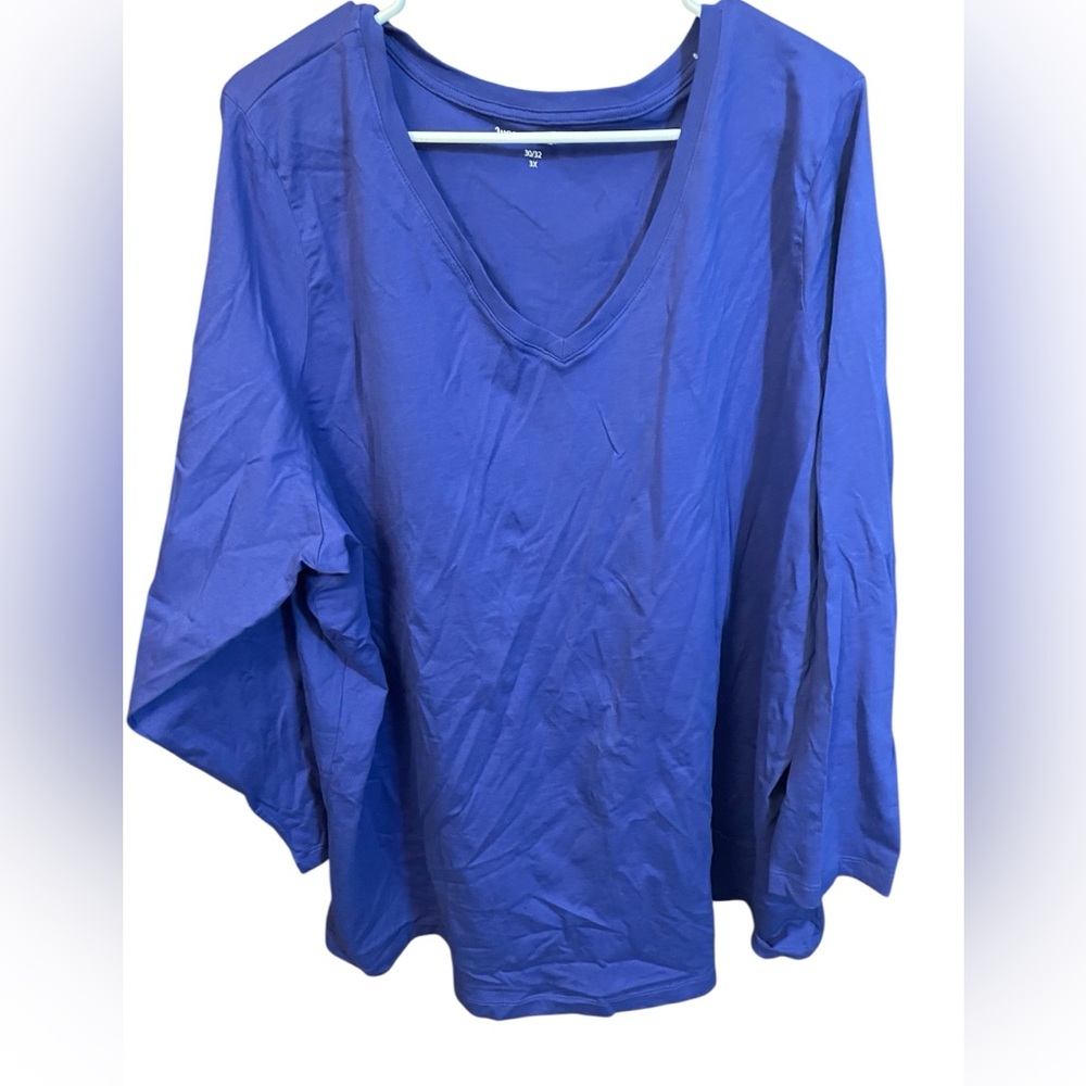 Woman Within Blue V-Neck Top - Size 3x